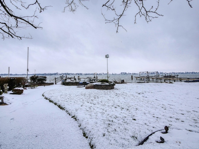 view of yard layered in snow