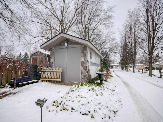 view of snow covered structure