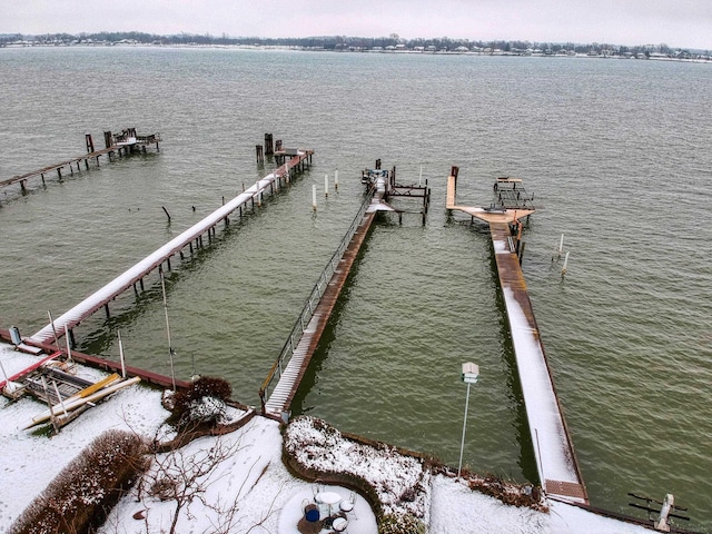 view of dock featuring a water view