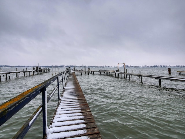 view of dock featuring a water view