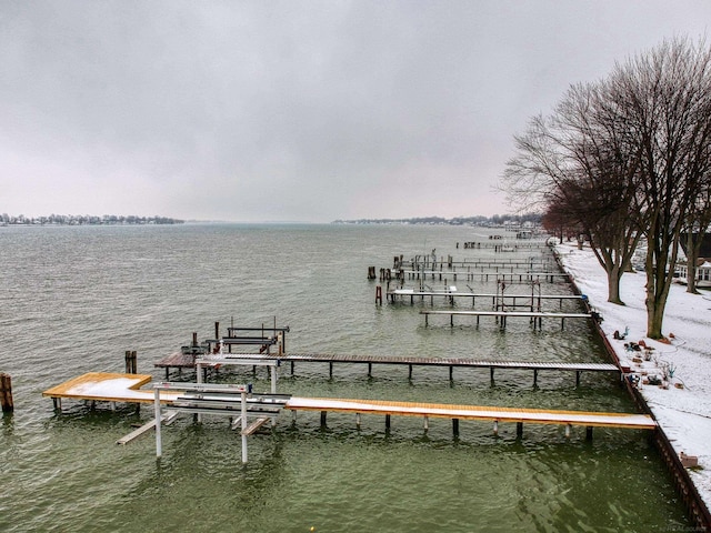 dock area featuring a water view