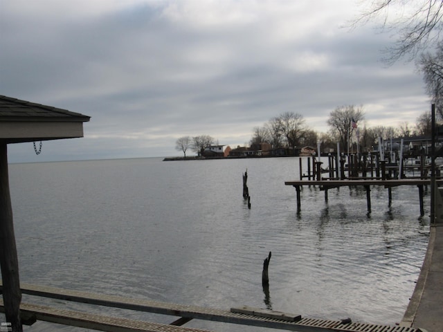 property view of water featuring a dock