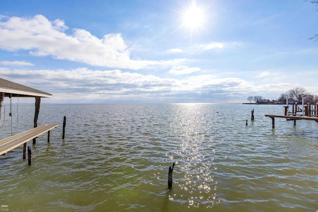 view of dock featuring a water view