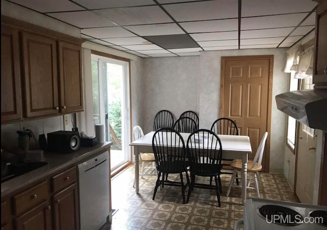 dining room featuring a paneled ceiling