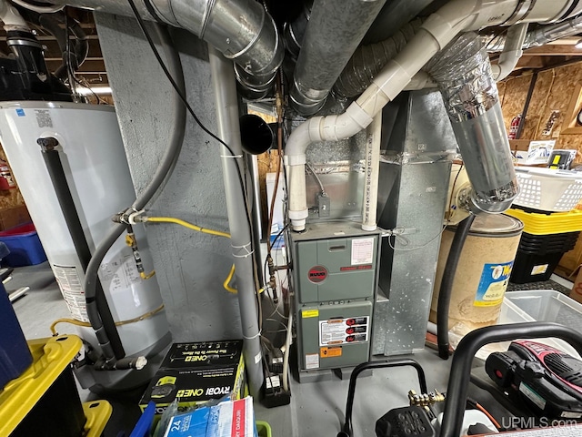 utility room with gas water heater