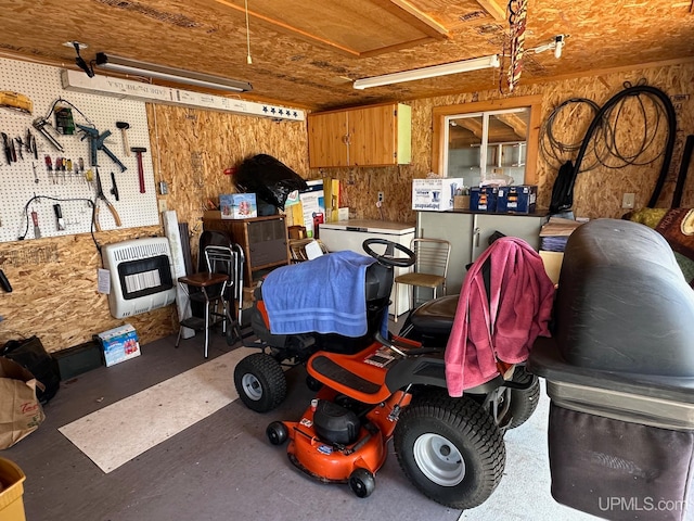 interior space with a workshop area