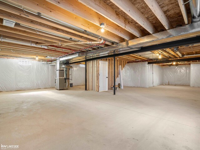 basement with heating unit