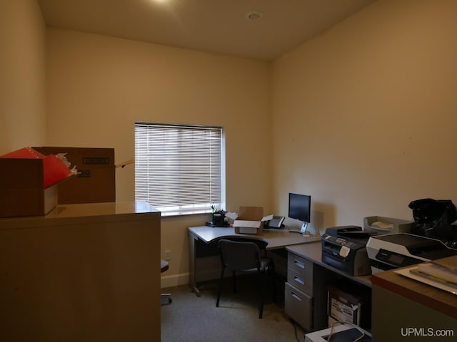 view of carpeted office space