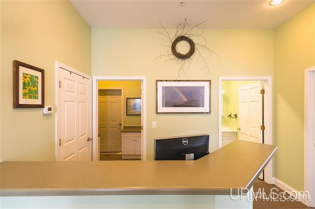 kitchen featuring carpet flooring