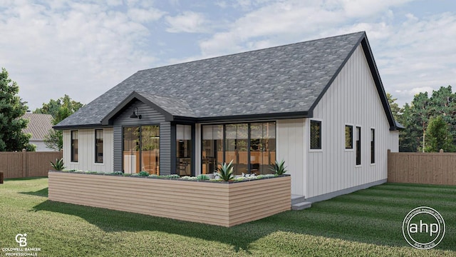 modern farmhouse with a front yard