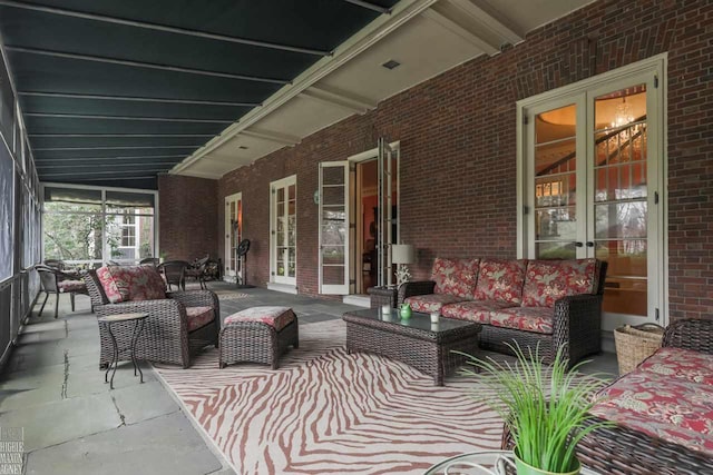 view of terrace with an outdoor living space