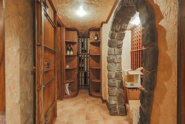 wine cellar with light tile floors