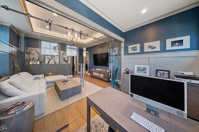 living room with light hardwood / wood-style floors