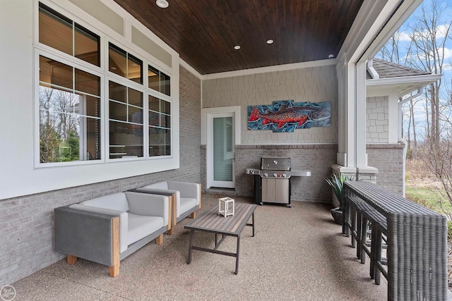 view of patio featuring area for grilling and an outdoor living space