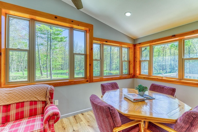 sunroom / solarium featuring a healthy amount of sunlight and vaulted ceiling