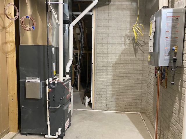 utilities with heating unit and tankless water heater