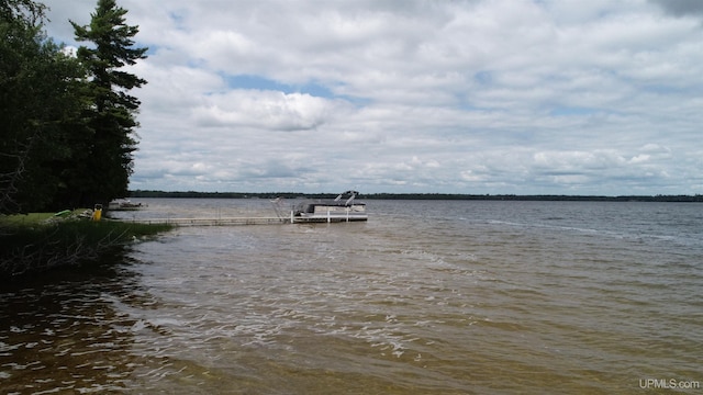 dock area featuring a water view