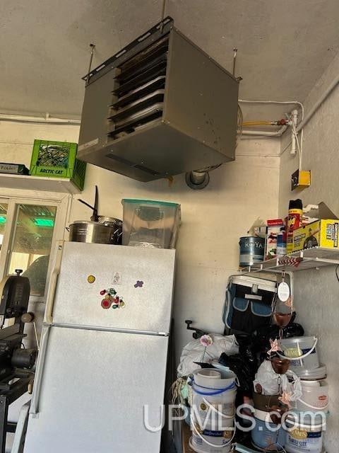 kitchen with white fridge