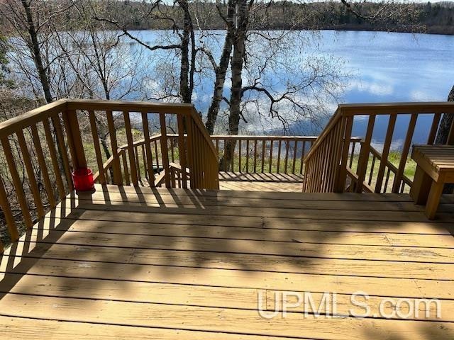 deck with a water view