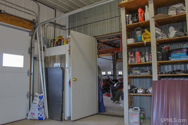 garage featuring white refrigerator