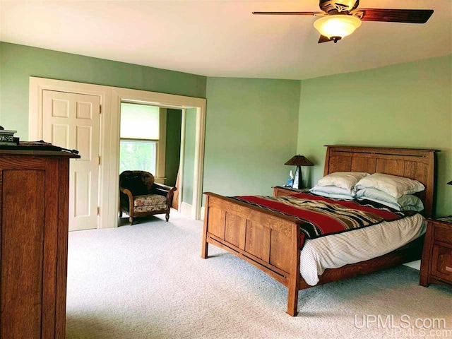 bedroom with carpet and ceiling fan