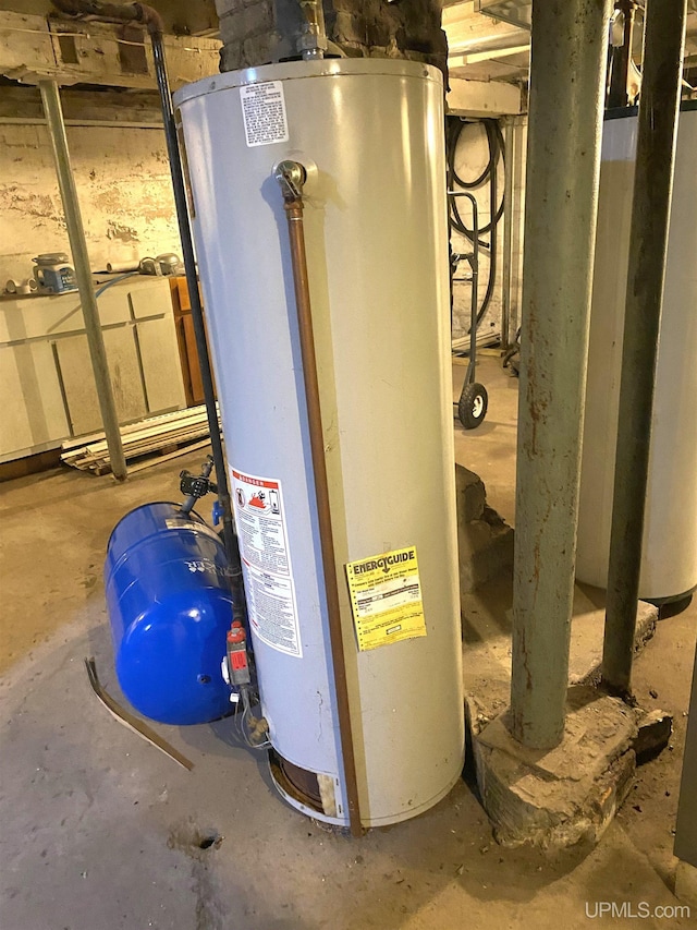 utility room with water heater