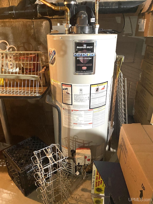 utility room with gas water heater