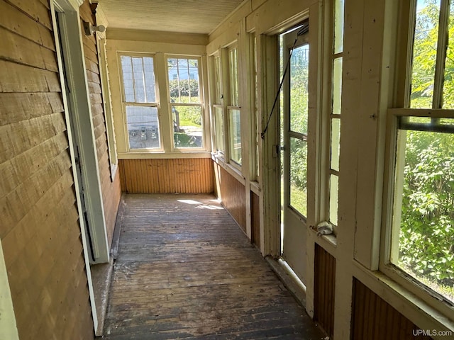 view of unfurnished sunroom