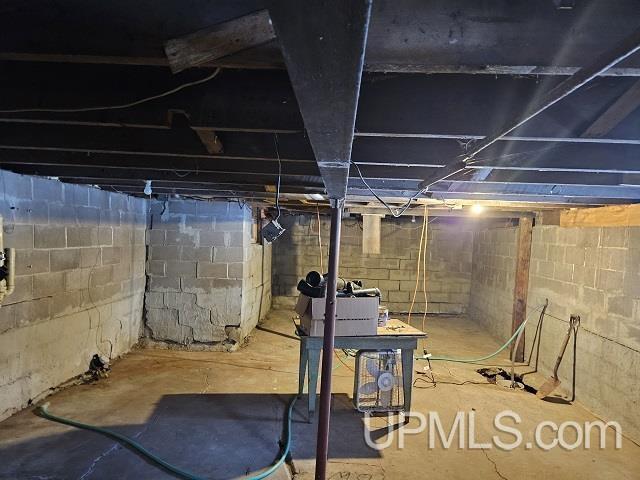 view of unfinished basement