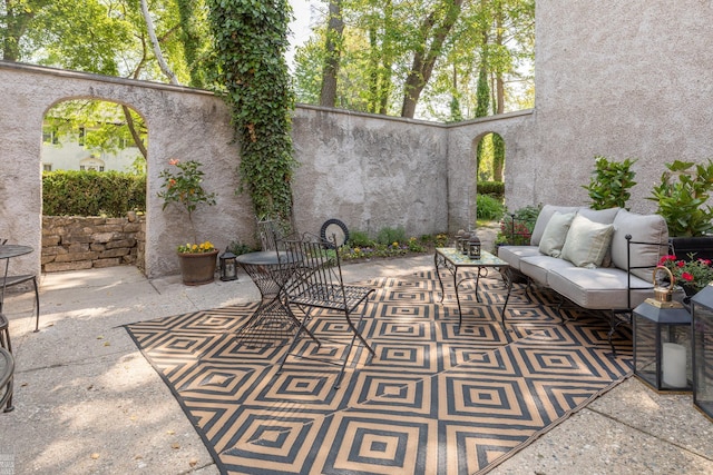 view of patio / terrace with an outdoor living space