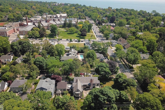 bird's eye view with a water view and a residential view