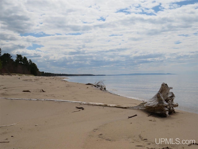 view of water feature with a view of the beach