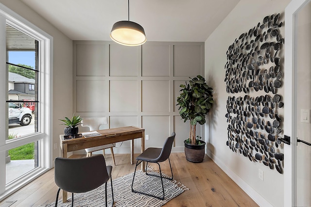 office space featuring light hardwood / wood-style floors