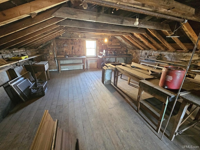 view of unfinished attic