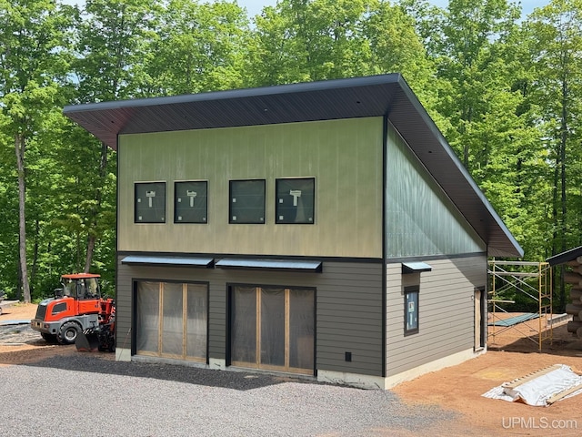 exterior space featuring an attached garage