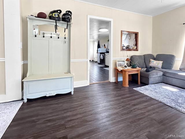 mudroom featuring dark hardwood / wood-style floors