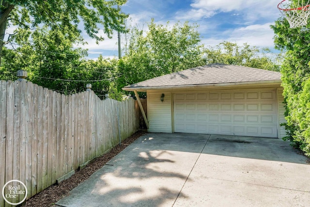 view of garage