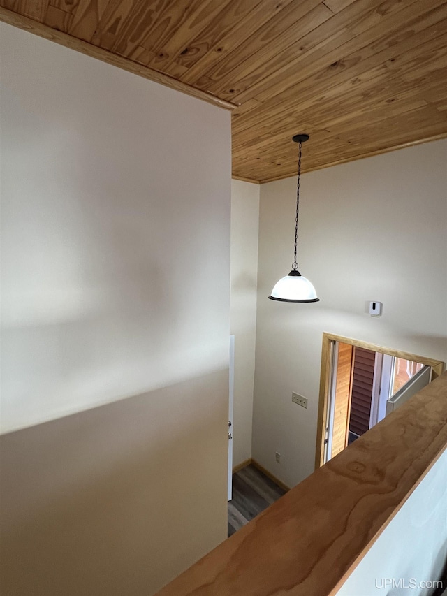 room details with wood-type flooring and wooden ceiling