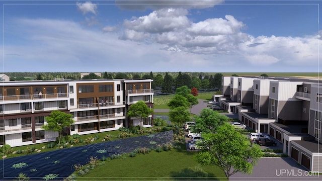 aerial view of apartment complex / building