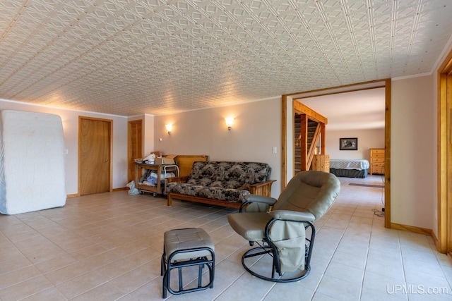 view of tiled living room