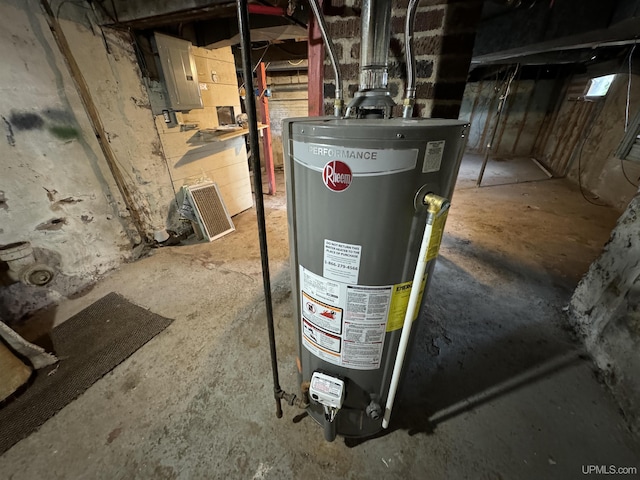 utilities with gas water heater and electric panel