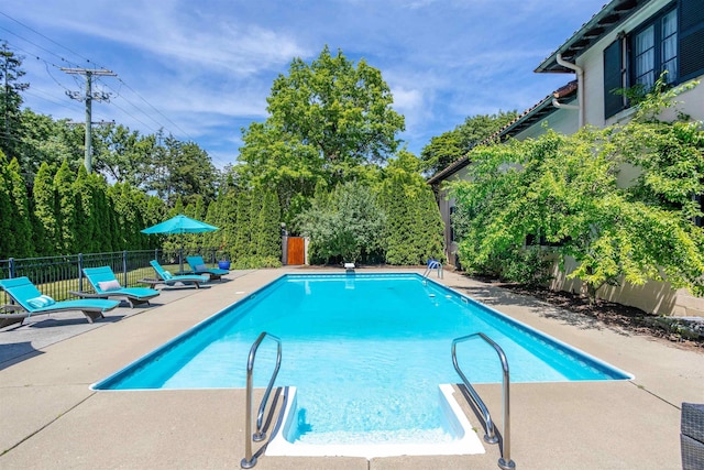 view of swimming pool with a patio