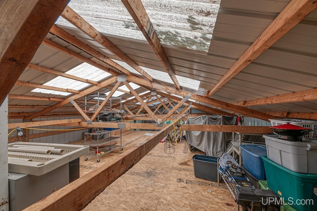 view of unfinished attic