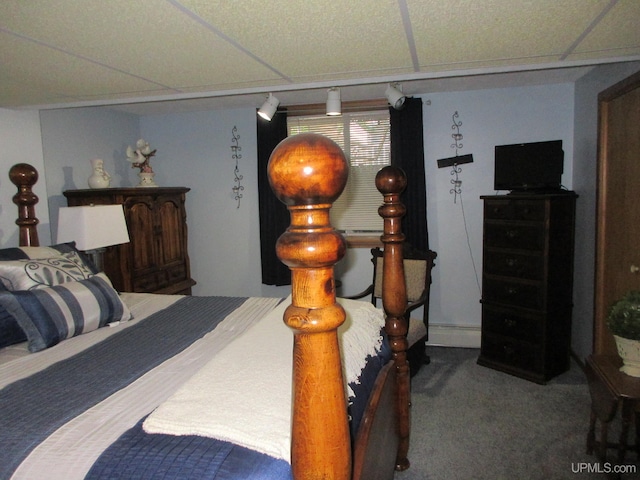 bedroom with a paneled ceiling and carpet flooring