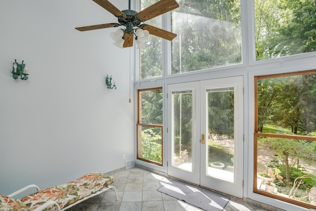 unfurnished sunroom with french doors and plenty of natural light