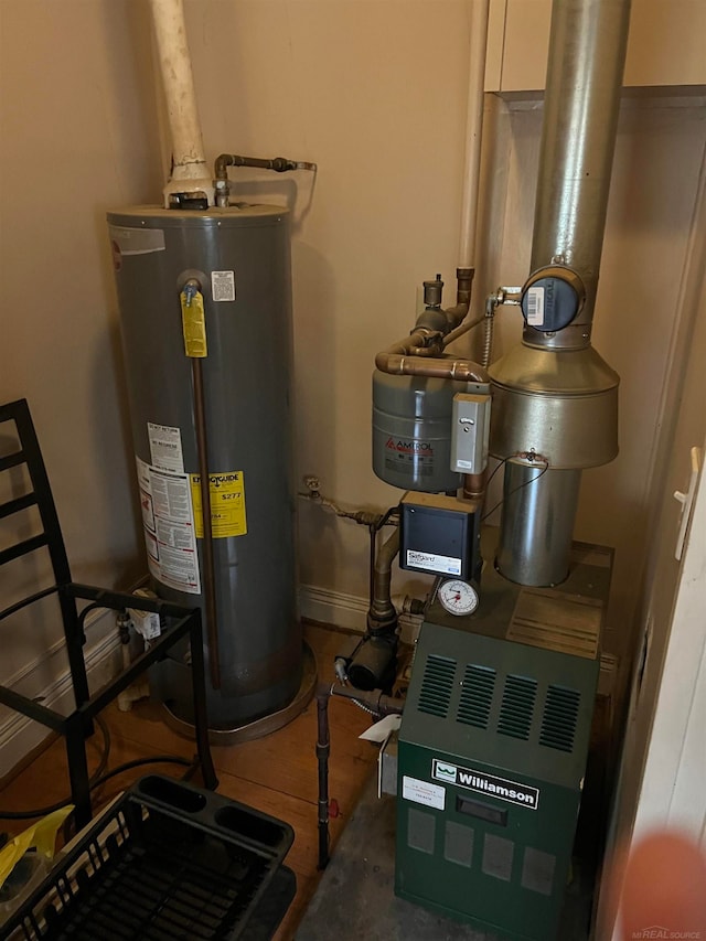 utility room featuring water heater