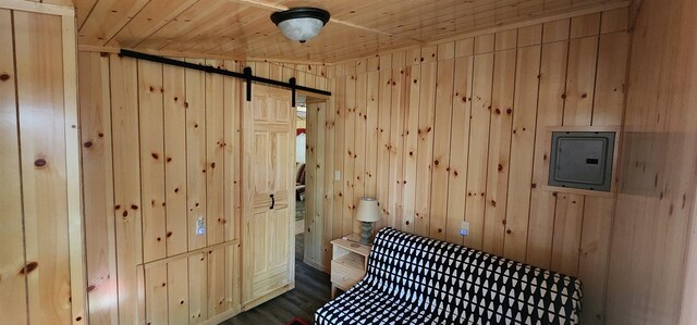 view of sauna with hardwood / wood-style floors