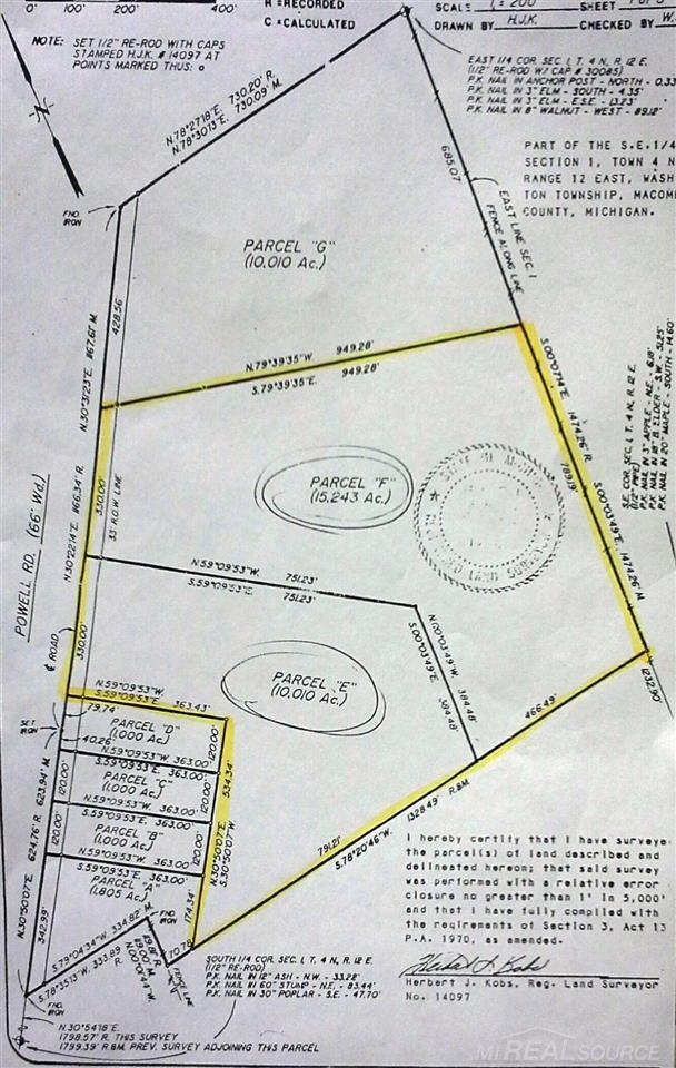 67800 Powell Rd, Washington Twp MI, 48095 land for sale