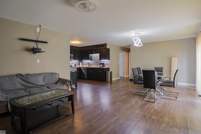 living room with hardwood / wood-style flooring