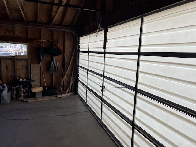 garage featuring wood ceiling